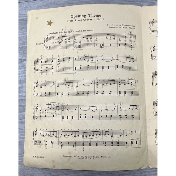 Tchaikovsky Opening Theme from Piano Concerto No 1 Vintage Sheet Music 1941 - Picture 3 of 4